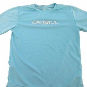 O'Neill Light Blue Performance Short Sleeve RASHGUARD WOMENS KIDS Shirt Size 14